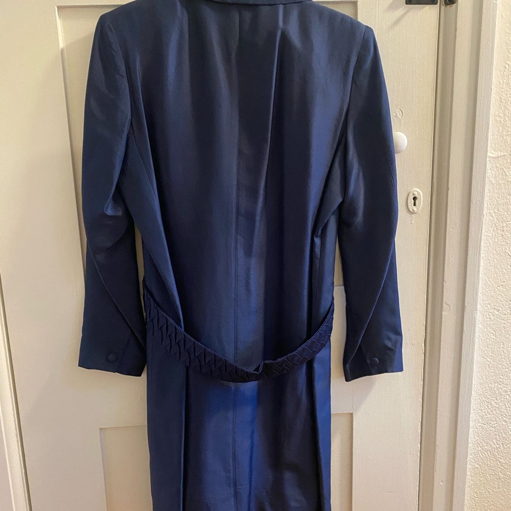 Koji Tatsuno Navy Silk Coat - image 6